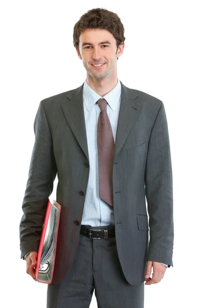 Современный бизнесмен держит папку — стоковое фото