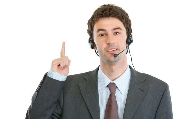 Modern business operator with headset got idea — Stock Photo, Image