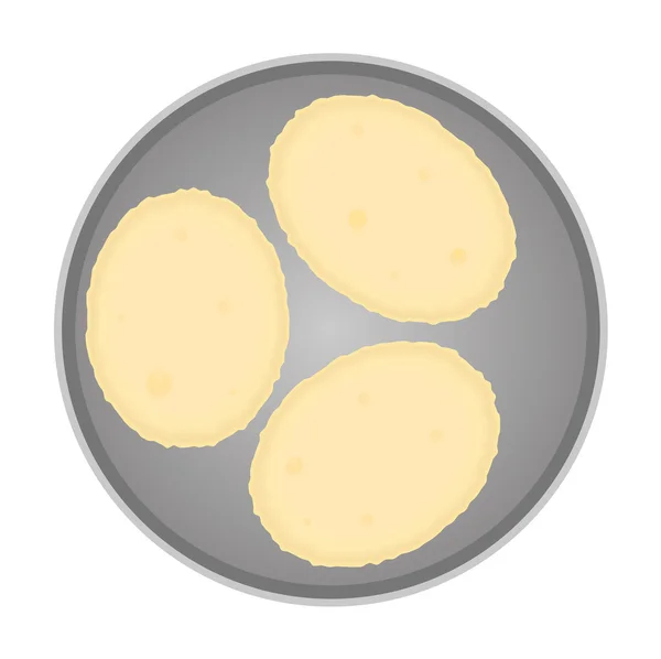 Pancakes on frying pan — Stock Photo, Image