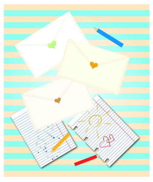 Envelopes with hearts — Stock Photo, Image