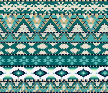Aztecs seamless pattern on cold color