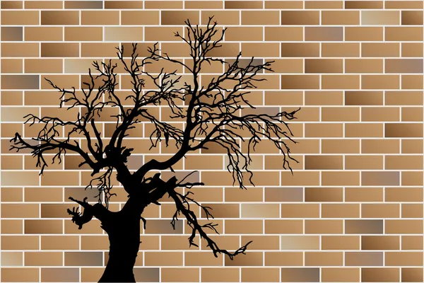 Arbre mort sur le mur — Image vectorielle