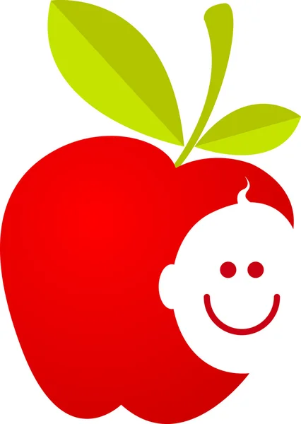 Jabłko z uśmiechniętą twarz dziecka — Wektor stockowy