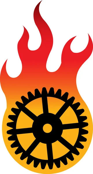 Logo de la llama del engranaje — Archivo Imágenes Vectoriales