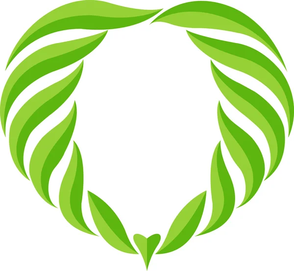 葉ハートのロゴ — ストックベクタ