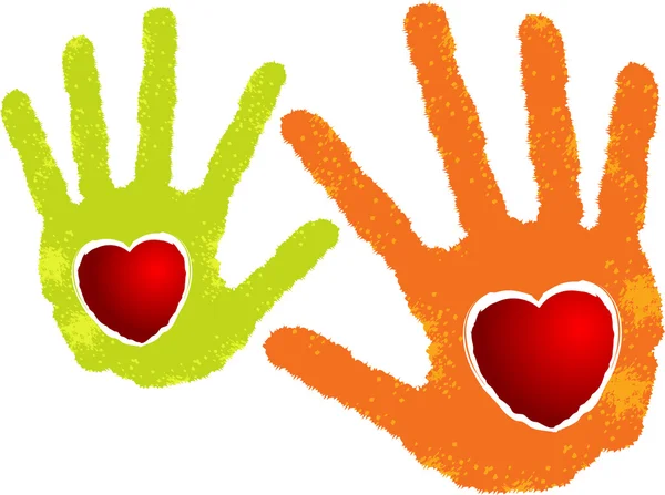 Δύο χέρι καρδιά λογότυπο — Διανυσματικό Αρχείο
