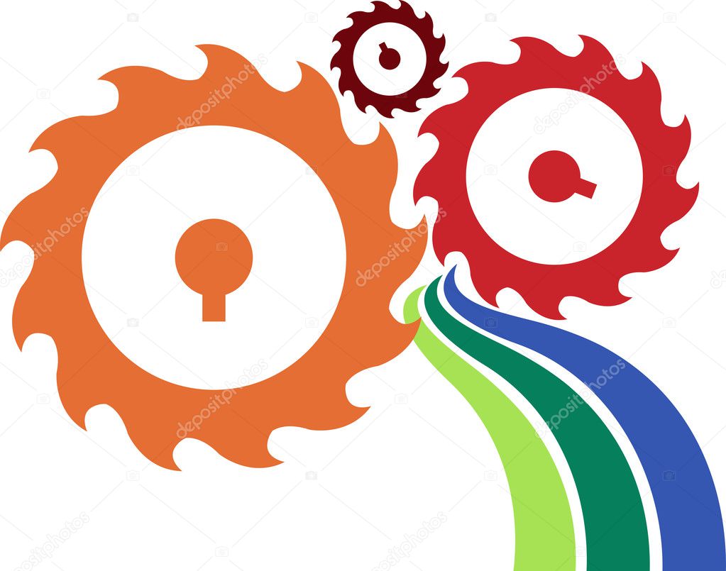 Illustration art of a gear logo with isolated background
