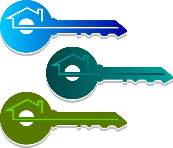家のキーのロゴ — ストックベクタ