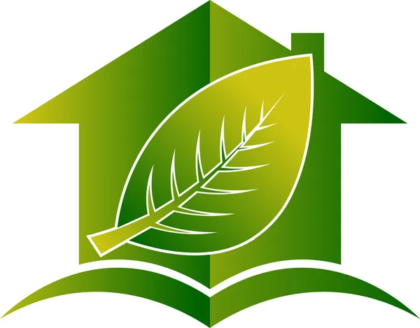 Logo della casa foglia — Vettoriale Stock