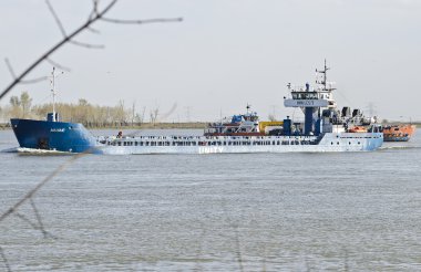 Ship in the river clipart