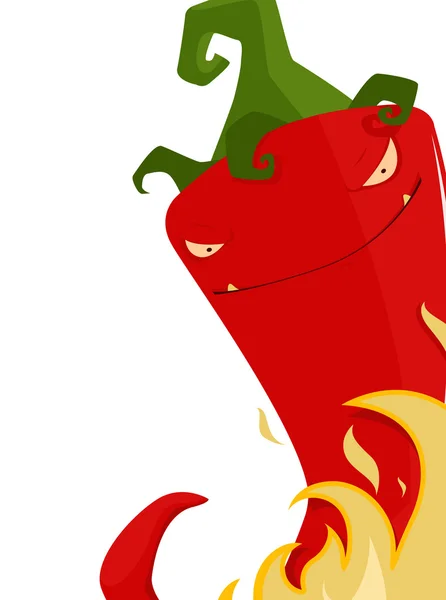 Red chili pepper on fire — Stock Vector