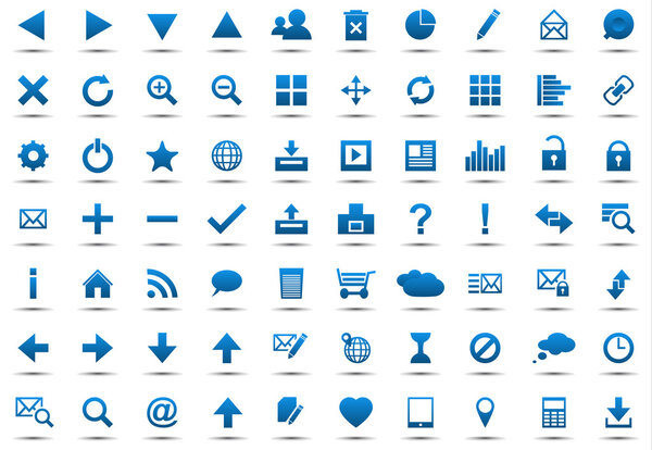 Set of blue navigation web icons