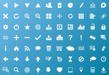 Set of white navigation web icons clipart