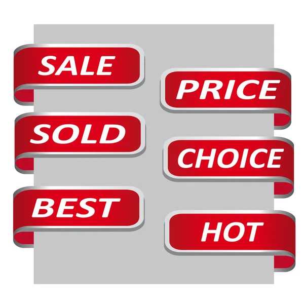 Conjunto de banner de fita de venda vermelho —  Vetores de Stock