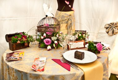 Table decorated with objects for wedding clipart