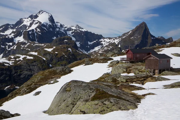 Lofoten üzerinde dağ kulübesi — Stok fotoğraf