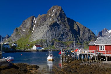 Norwegian fishing village clipart