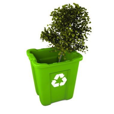 Tree in recycle bin clipart