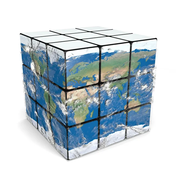 Earth cube with atmosphere — Stock Photo, Image