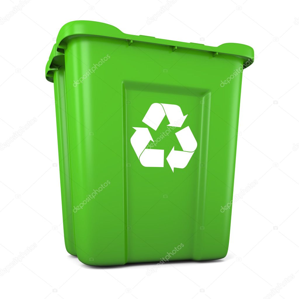 Green plastic recycle bin