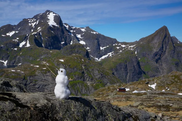 Snowman in summer in arctic — Stock Photo, Image