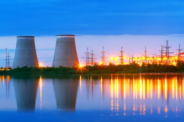 Power plant at night — Stock Photo, Image