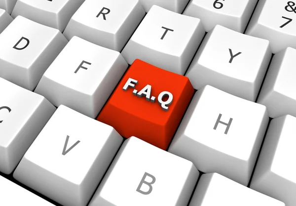 FAQ červené pc klávesnice tlačítko — Stock fotografie