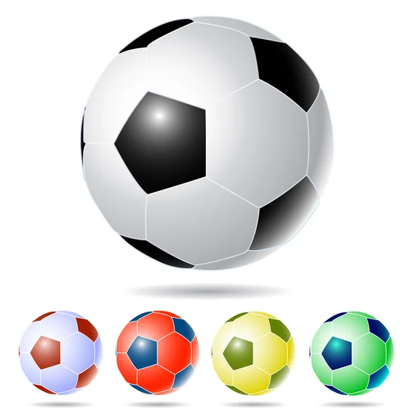 Cinco bolas de futebol — Vetor de Stock