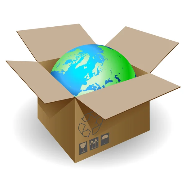 Globe et boîte . — Image vectorielle