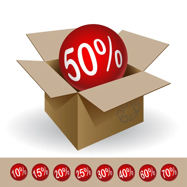 Box with a discount — Stock Vector