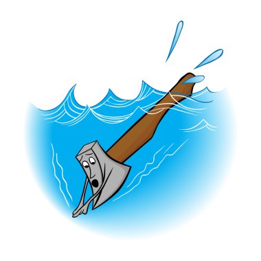 Illustration idiom an axe in water. clipart