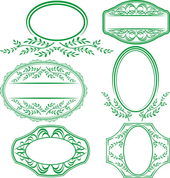 Frames with leaves and ornaments — Stock Vector
