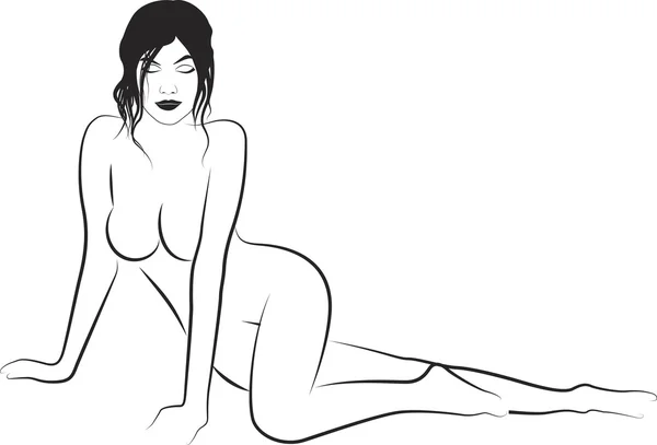 Schiță de femeie nud — Vector de stoc