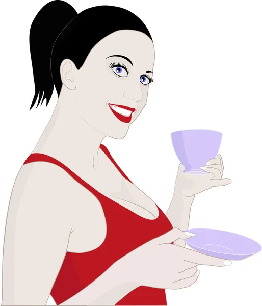 Femme buvant du café — Image vectorielle