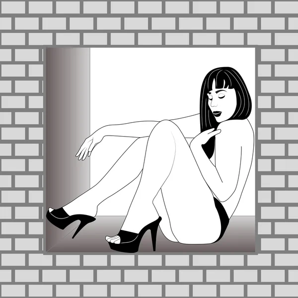 Femme dans la fenêtre — Image vectorielle