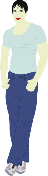 Mann in blauer Jeans — Stockvektor