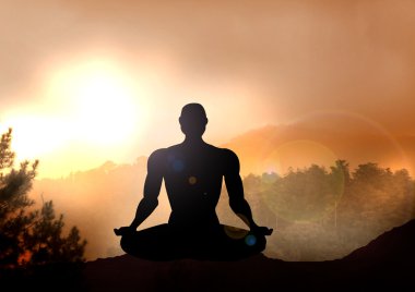 Stock Illustration of Meditation on Mountain clipart