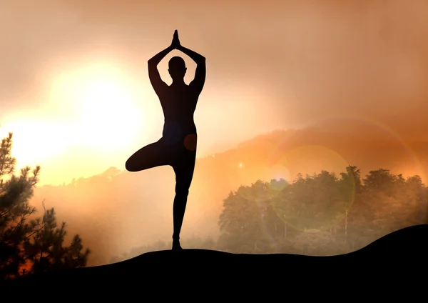 Stock Illustration of Yoga on Mountain — Stock Photo, Image