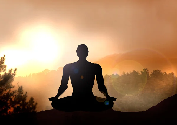 Фондова ілюстрація медитації на горі — стокове фото