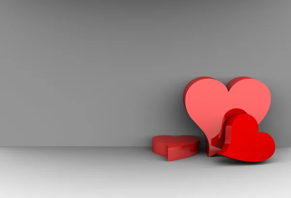 Corações de Valentim em um fundo argênteo — Fotografia de Stock