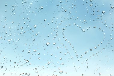 Heart from gentle droplets of a rain on clean transparent glass clipart