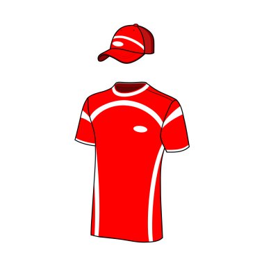 T-shirt sport designs and baseball cap. clipart