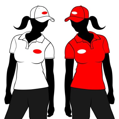 Woman t-shirt polo with short sleeves with body silhouette. clipart