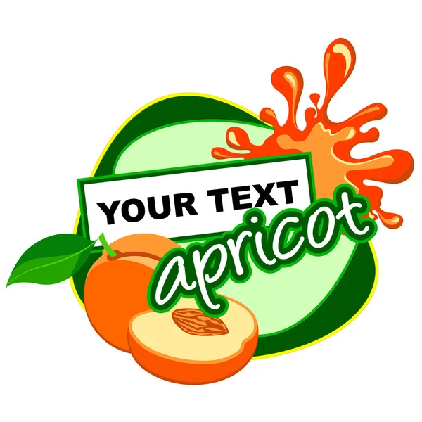 Abricot. Étiquette de fruits . — Image vectorielle