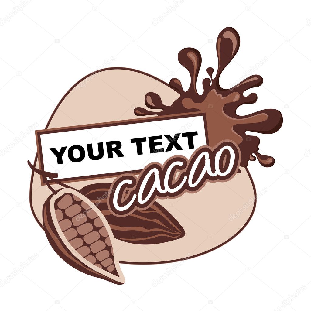 Cacao label design. Cacao splash.