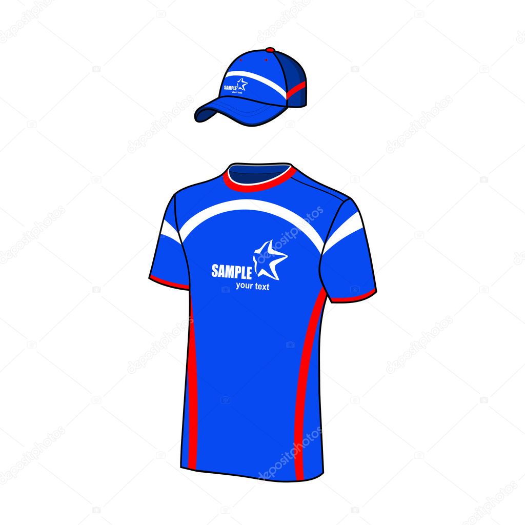 T-shirt sport designs and baseball cap.