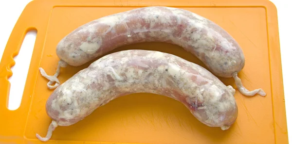 Raw chicken sausages for the grill — Stock Photo, Image