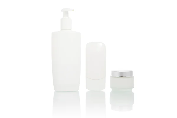 Weiße Flaschen Set (Beauty Hygiene Container) — Stockfoto