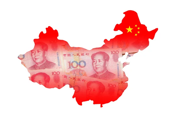 China-Karte aus chinesischem Geld — Stockfoto
