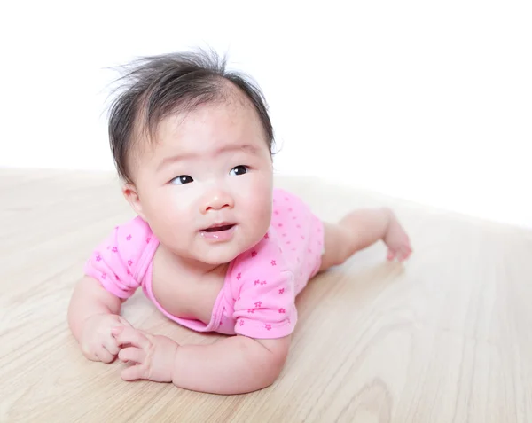 Menina cara de bebê olhar para espaço de cópia vazio — Fotografia de Stock